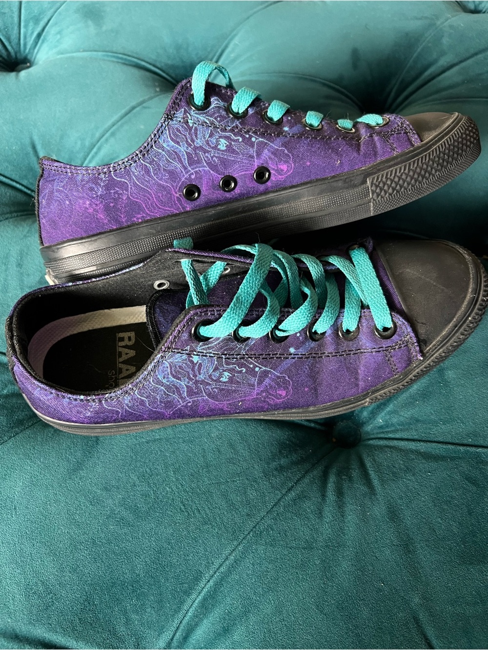 RAAD shop Purple UNICORN Low-Top Canvas Sneakers with Teal Laces